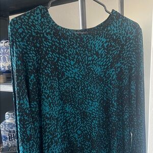 Chico's Teal and Black Patterned top